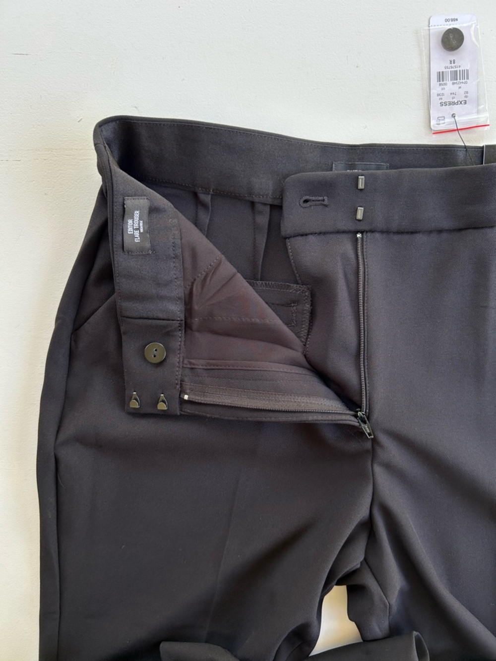 Express Editor Flare Trouser High Rise Wide Leg Dress Pants Black Women’s Size 8 - Picture 6 of 16